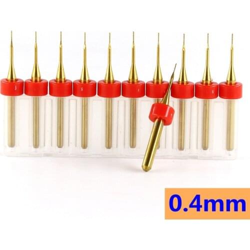 0.4mm 10PCS Titanium Coated Carbide End Milling Cutter Engraving Edge Cutter CNC Router Bits End mill for PCB Machine