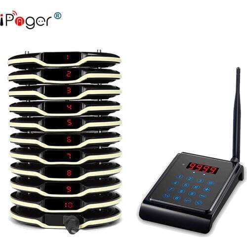 1 transmitter 10 pagers wireless coaster pager for restaurant cafe fast food