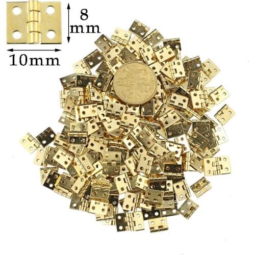 100 PCS mini hinges Miniature hinge pocket Door hinges Pure copper Gift box folding 8 * 10 mm brass