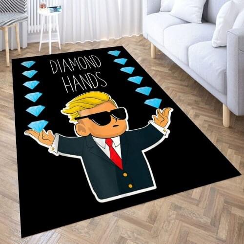 Diamond Hands Wallstreet Carpet for Living Room 3D Anime Cartoon Rug Gamer Teen Room Bedside Lounge Rug Kids Children Floor Mats