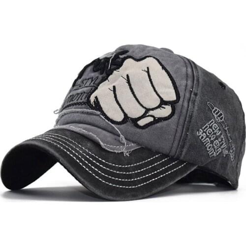New Washed Cotton Baseball Cap Women Splicing Embroidery Fist Snapback Hat For Men Casquette Homme Gorras Bone Cap For Women