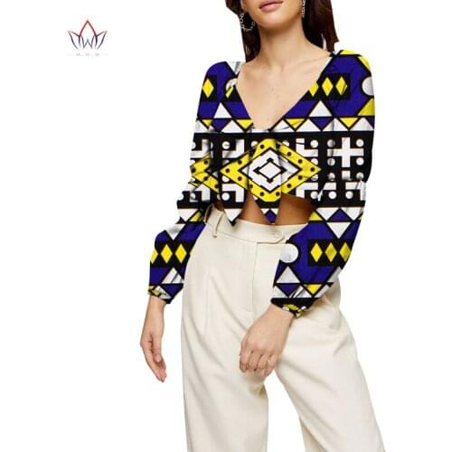 Bintarealwax African Print Wax Shirt for Women Dashiki Women Summer Shirt Plus Size Casual New Shirt All-match Tops WY8604