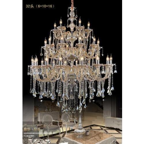 Indoor Large High ceiling chandelier led candle crystal lighting big living room decor chandeliers lustre Foyer E14 led lamparas