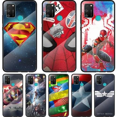 Avenger Marvel Superhero Tempered Glass Cover For Honor 30 20 10 9X 8X Pro Plus Lite Silicone Phone Case Coque