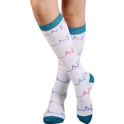 1Pair Women Mens Compression Stockings Running Medical Sports Calf Support Stockings Black White Navy Blue