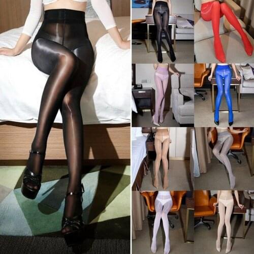 Women High Elasticity Plus Size Stretch Tights Sexy Oil Shiny Glitter Pantyhose Yarns Glossy Brown Stockings Dance Comfortable