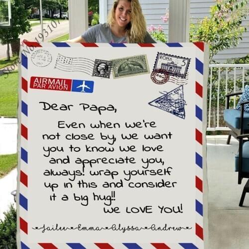 Express Love Dear Papa Funny Character Blanket 3D Print Sherpa Blanket on Bed Home Textiles Blanket Best Gift 09