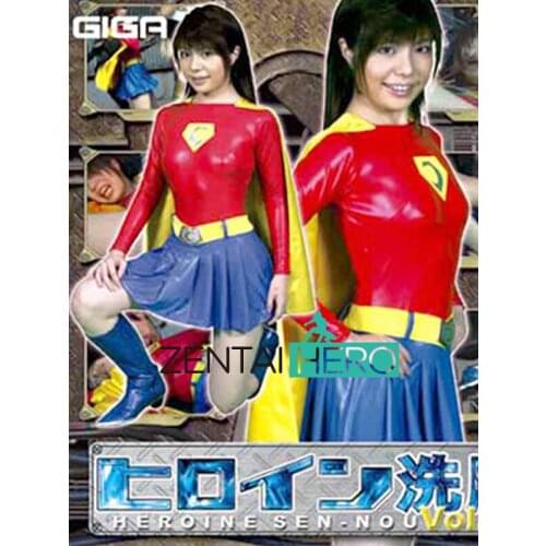 Heroine Brainwash Shiny Metallic Sexy Blue/Red Supergirl Lady Hero Zentai Catsuits G Movie Girl Leotard With Cape