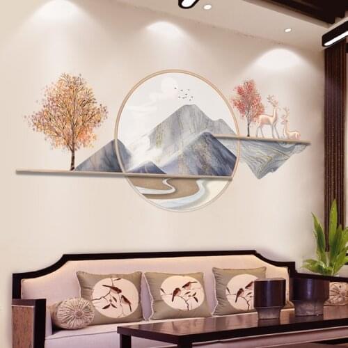 Creative Mountains Wall Stickers DIY Trees Deers Mural Decals for Living Room Bedroom Home Decoration Accessories