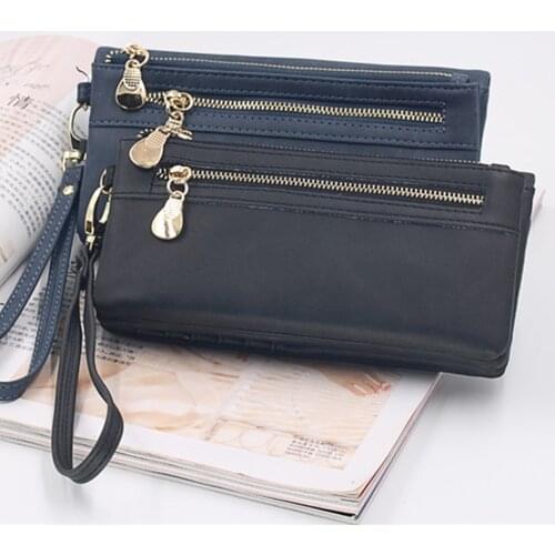Fashion Clutch High Quality Pocket Leisure Hasp Women Money Bag Wristlet Long Wallet Leather Female Purse Phone Holder