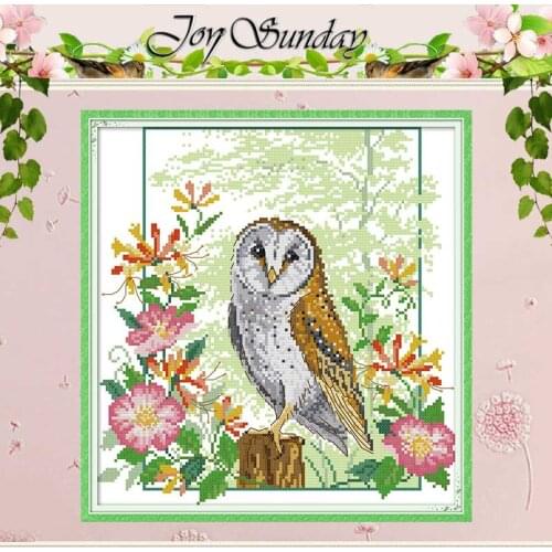 Owl and flower counted 11CT 14CT Animals Cross Stitch Sets DIY Wholesale Cross-stitch Kits Embroidery Needlework Home Decor