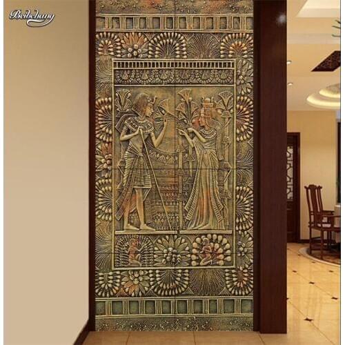 Beibehang Modern art wall painting for Vintage Egyptian culture hotel entrance home decor painting 3d panel wallpaper