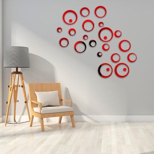 New Fashion Design Home Removable 3D Acrylic Circle Mirror Wall Sticker Removable Decal Art Mural Home Living Room Decoration