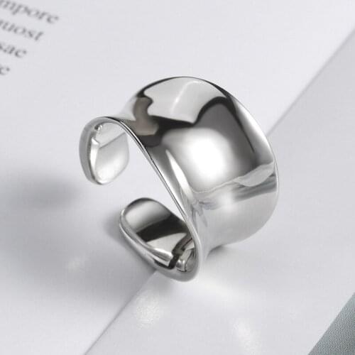 Wholesale Antique Silver Color Smooth Round Rings For Women Statement Jewelry Finger Ring anillos mujer bijoux