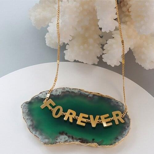 Amaiyllis 18K Gold Letter Alphabet Eternal Necklace Pendant Simple Forever Name Necklace For Women Summer Jewelry Gift