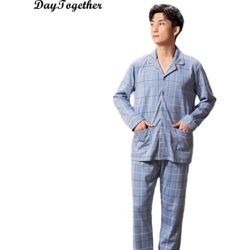 Jiao CaiMeng pajamas male cotton the spring and autumn period and the young men long sleeve winter big yards of cotton han