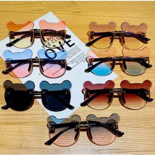 Progressive Color Childrens Sunglasses Cartoon Bear Shape Anti-glare Anti-radiation Sports Sunglass Trendy Girls Boys Eyewear