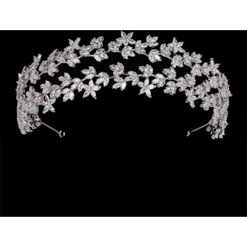 Wedding Tiara Headband HADIYANA Bridal Zircon Crown Wedding Floral Headbands Wedding Hair Accessories Set Hair Jewelry BC6053