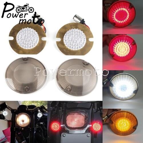12V LED Smoke Lens Cover Turn Signals Brake Running Inserts Light for Harley Heritage Softail Road King Electra Glide Classic
