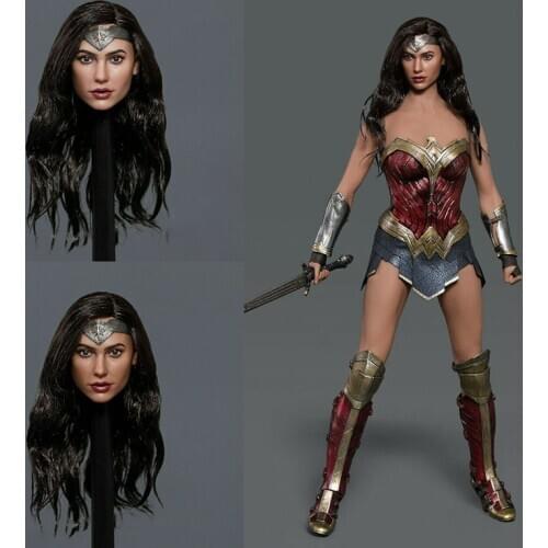 In Stock GACTOYS GC037 1/6 Wonder Girl Head Sculpt Gal Gadot Planted Hair Head Carving Fit 12'' Female Action Figure Body