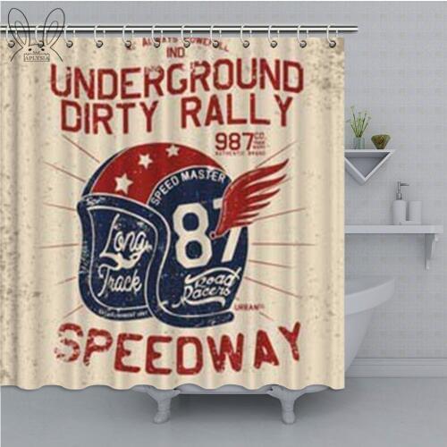 Vintage Motorcycle Caps Series Shower Curtain 3D Sport Mildew-proof Polyester Fabric Bathroom Curtain Shower Home Decor