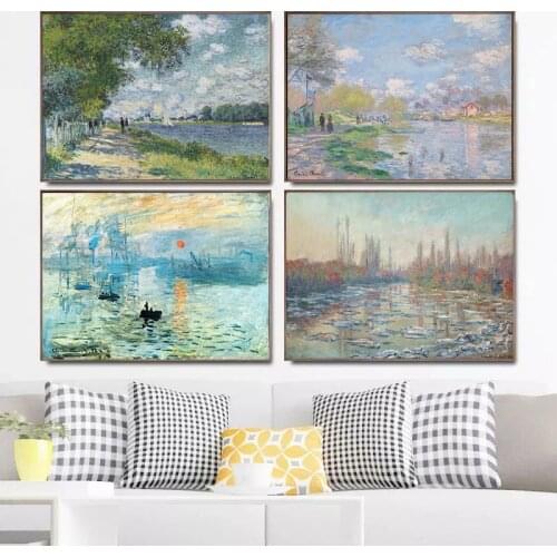 Impression Claude Monet The Seine At Argenteuil Cuadros Oil Painting on Canvas Poster Prints on The Wall Picture for Living Room