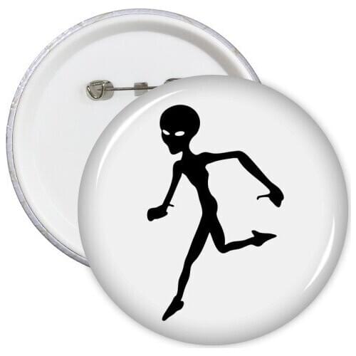 Universe And Alien Running Alien Round Pins Badge Button Clothing Decoration Gift 5pcs