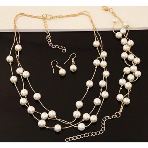 Pearl Jewelry Sets Necklace Bracelet Earrings Pearl Sets For Women Party Jewelry Wedding Jewlery Christmas Gift