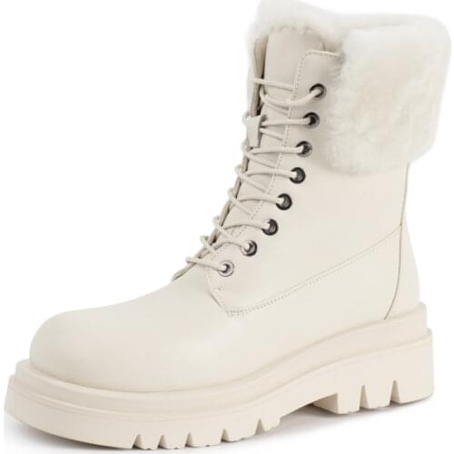 2021 Autumn Winter Women Snow Boots Fashion Female Cross Strap Platform Shoes Ladies Black Brown White Round Toe Riding Boots