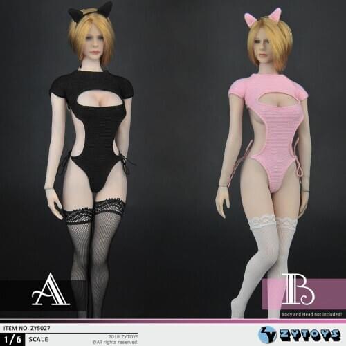 ZY5027A/B 1/6 Sexy Cat Girl Open-chest Cosplay 12-inch Female Doll Costume Accessories in stock