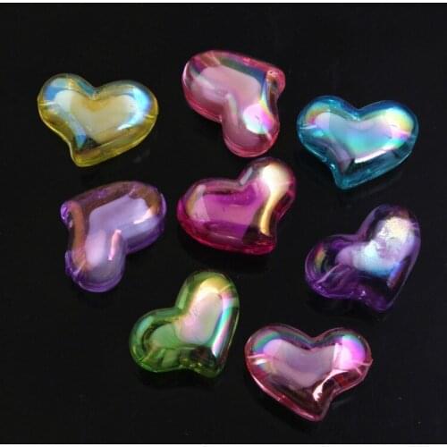 Kwoi vita Whoelesales Colorful Mix Color Heart Shape Acrylic AB Bead in Bead for Kids Chunky beads Necklace Jewelry 22mm 200pcs