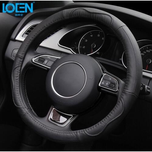 37, 38,39,40 cm Car Steering Wheel Cover Black Gray Beige PU Micro fiber for KIA HYUNDAI TOYOTA HONDA LADA Auto Steering-Wheel