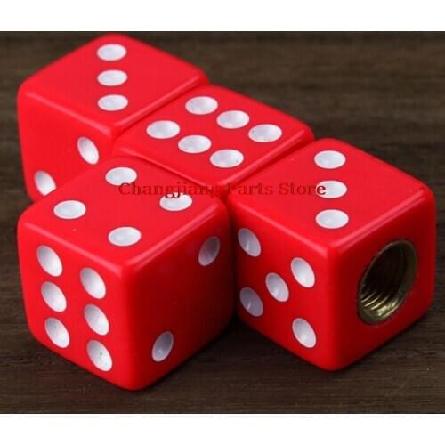 4 PCS Red Dice Tire Air Valve Stem Caps for Car Truck Bike ATV Wheel Rims Hot Sale Bike Bicycle Accessories