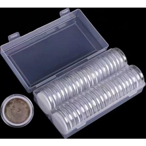 40 Pieces Silver Coin Capsules Holder Case with Transparent Storage Container Organizer Box 6 Sizes Protect Gasket for Coin