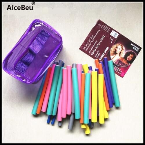 42pcs Curler Makers Soft Hair Curlers Rods Tools Foam Bendy Twist Curls Sticks Plastic Hair Rollers DIY Styling Tool
