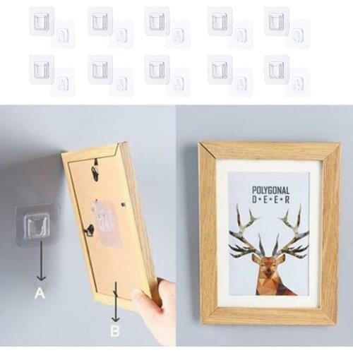 10 Pcs Double-sided Adhesive Wall Hooks Waterproof Oil proof Self Adhesive Hooks Reusable Seamless Hanging Hook Gadget