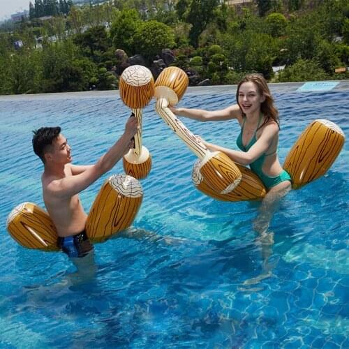 77HD Log Rafts Inflatable Pool Float Row Toys for Pool Party/Game Travel/Swim Bumper Water Game Foldable for Family/Friends