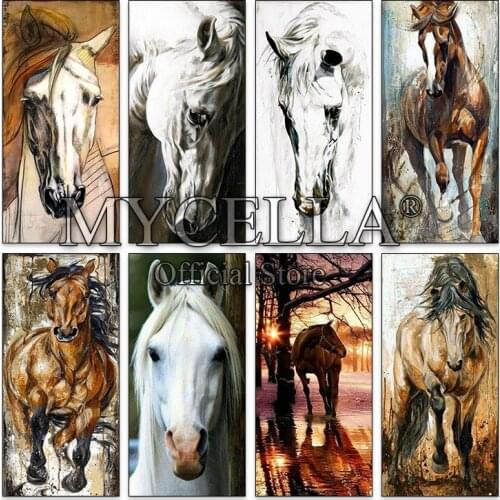 Diamond Embroidery Animals Cross Stitch DIY Diamond Painting Horse Diamond Mosaic Full Square Rhinestones Home Decor Gifts