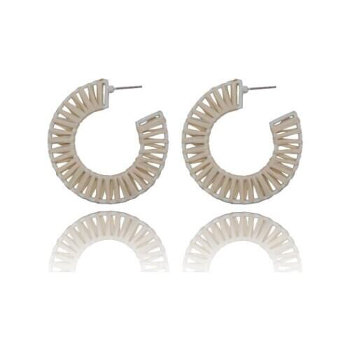 Free Shipping HER052 100Pairs/lot Woven Round Earring W Colorful Raffia Ear Nail Fashion Women Wearing Jewelry Wholesales