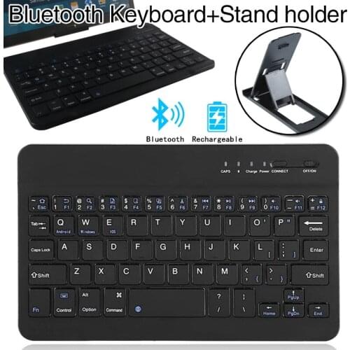 Keyboard Wireless Bluetooth Keyboard for Tablet Notebook Phone Tablet Rechargable Keyboard + (Tablet PC/Mobile Phone) Holder