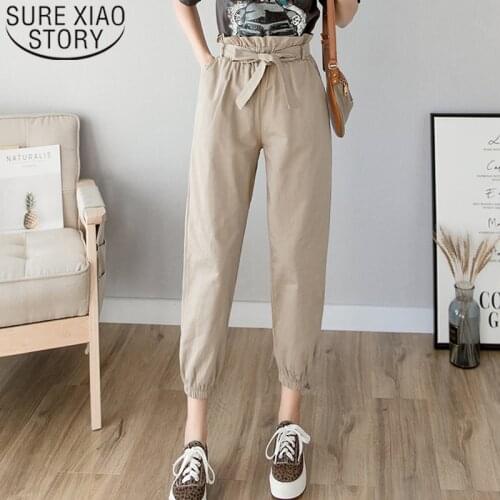Fashion 2021 Spring Summer Street wear Solid High Waist Women Pants Loose Casual Cargo Pants Harem Pants Pencil Trousers 8519 50