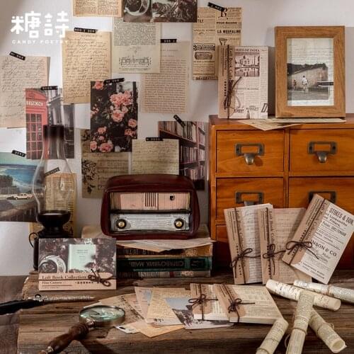 60pcs Newspaper Scrapbooking Cardstock Paper Pad Vintage Stamped Paper Diy Decorative Paper Crafts For Diy Album Scrapbook Diary