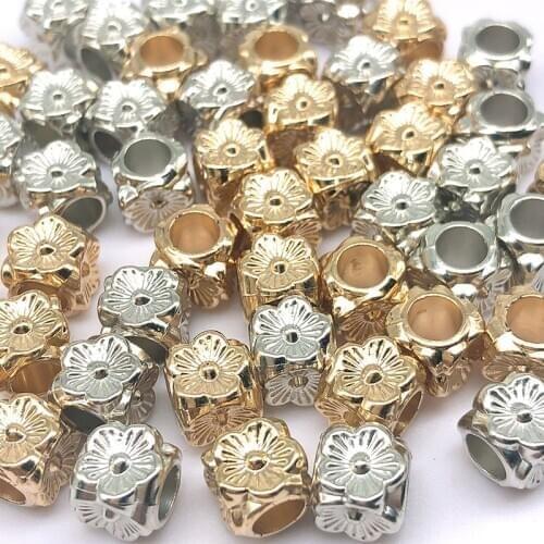 8mm 50/100pcs Flower CCB Beads European Bead for Jewelry Findings Big Hole bead Spacer Needlework Bead (not Metal)