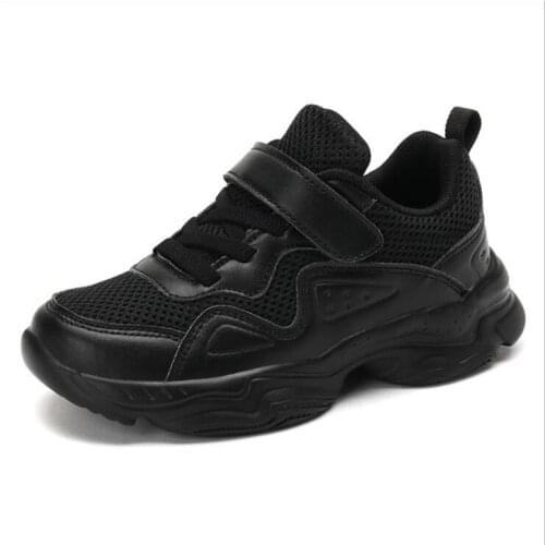 Black childrens shoes small white shoes childrens wave shoes mesh boys' sports shoes dance super fiber pure black shoes