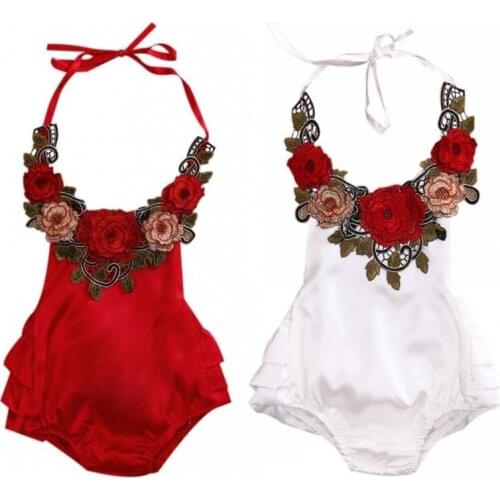 Baby Clothes Toddler Baby Kids Girls Clothes 3D Flower Backless Jumpsuit Bodysuit Sunsuit Size 0-3T