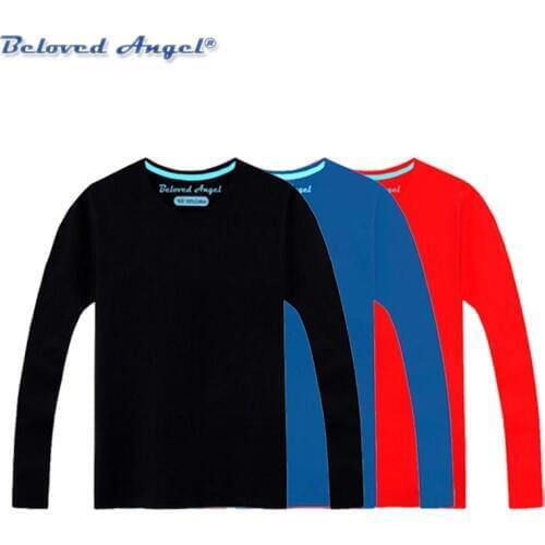 Boys T Shirt Casual Long Sleeves Kids Girls Toddler Children Cotton Tops Cartoon Baby Solid Color Tee Teens Clothing Clothes