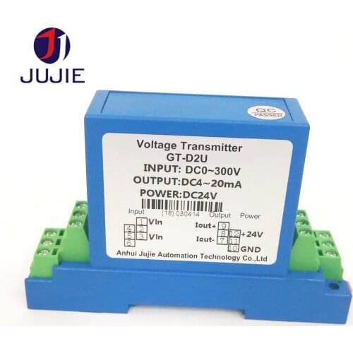GT-D2U High Precision Voltage Transducer Sensor DC 75mV 20V 50V 100V 200V 300V 500V Analog Transmitter 4-20mA 0-5V 0-10V 24VDC