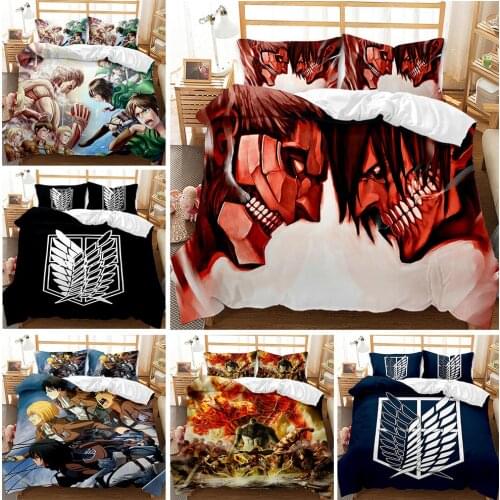 Attack on Titan Anime Duvet Cover 3D Bedding Set Wings of Freedom Emblem Quilt Cover Queen King Size Comforter Cover Bedclothes