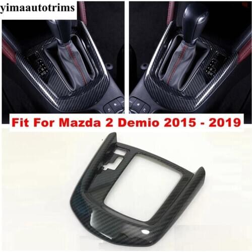 Stalls Gear Shift Box Decoration Cover Trim Fit For Mazda 2 Demio 2015 - 2019 Accessories Carbon Fiber Look Interior Refit Kit