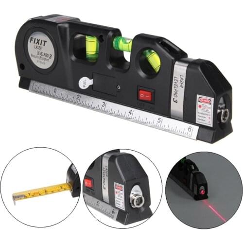 4 in 1 Laser Level Vertical Measure Line Tape Adjusted Multifunction Standard Ruler Horizontal Lasers Cross Lines Instrument